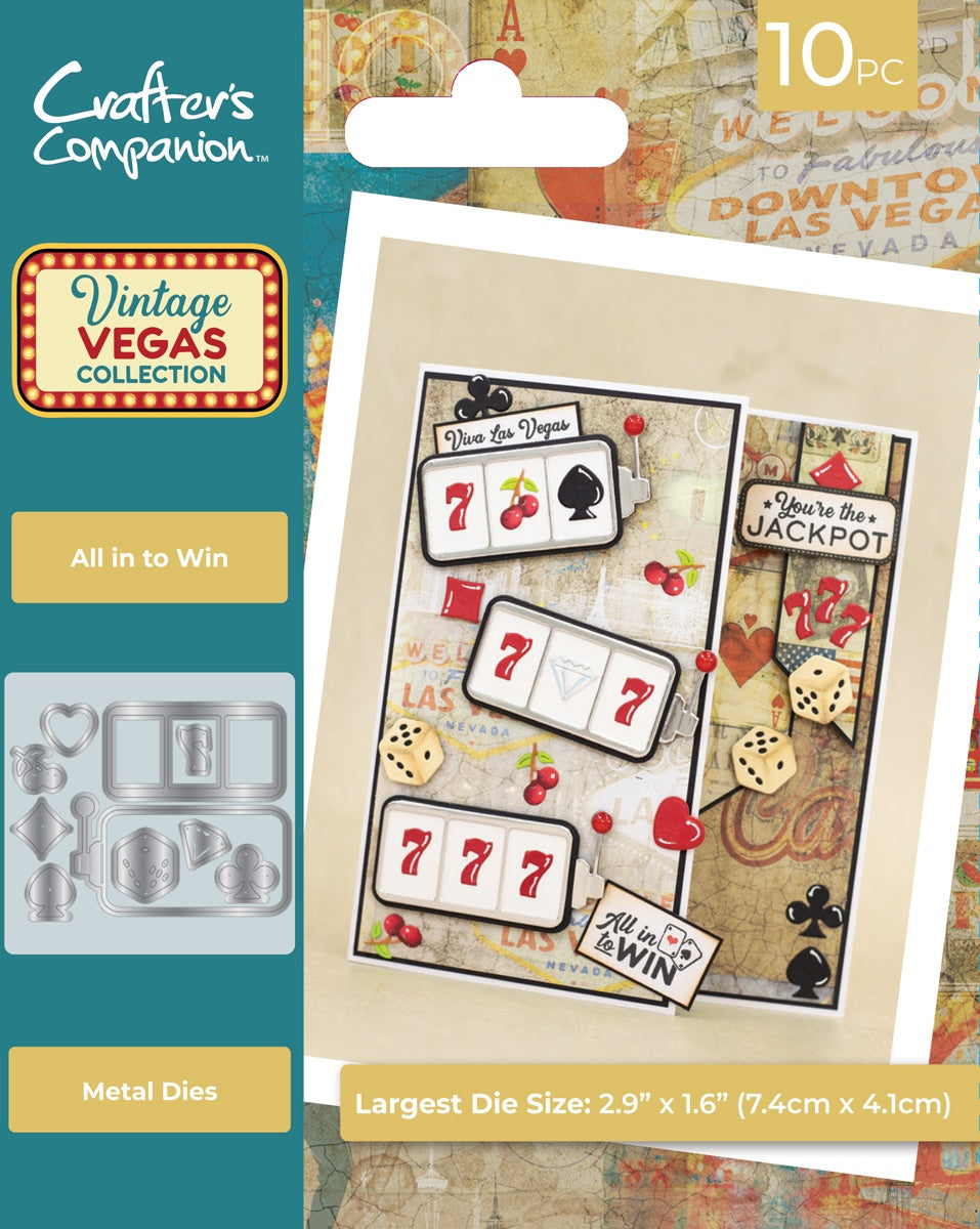 Crafter’s Companion Vintage Vegas ALL IN TO WIN Metal Dies 10pc