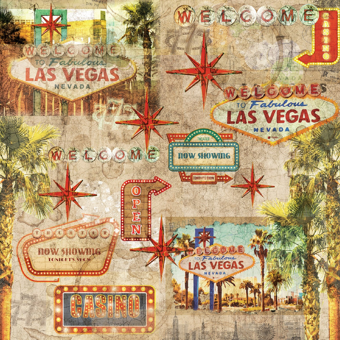 Crafter’s Companion VINTAGE VEGAS Collection 6X6 Paper Pad 36 Sheets