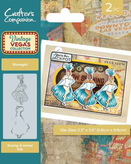 Crafter’s Companion Vintage Vegas SHOWGIRL Stamp &amp; Metal Die 2pc