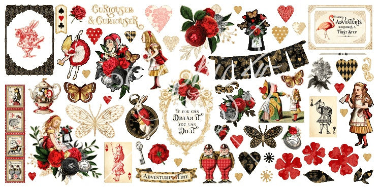 Graphic 45 CURIOUSER & CURIOUSER Ephemera Assortment