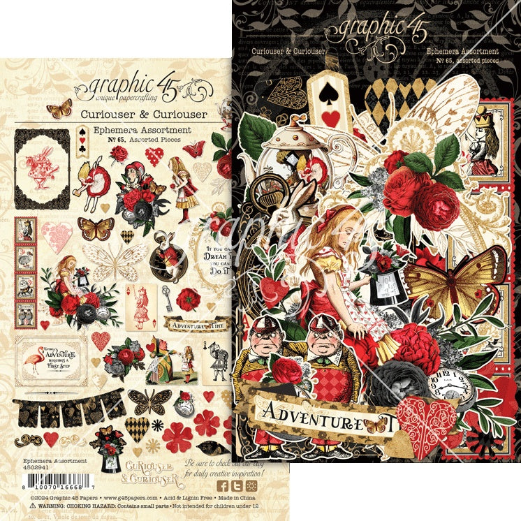 Graphic 45 CURIOUSER & CURIOUSER Ephemera Assortment