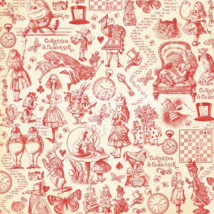 Graphic 45 CURIOUSER &amp; CURIOUSER 12X12 Scrapbook Paper