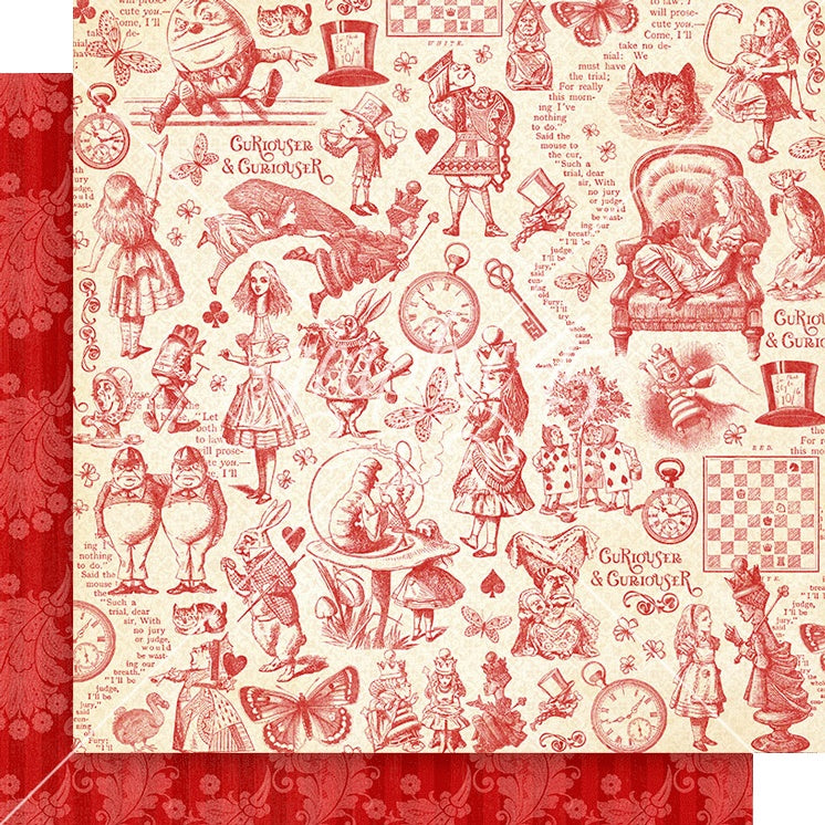 Graphic 45 CURIOUSER &amp; CURIOUSER 12X12 Scrapbook Paper