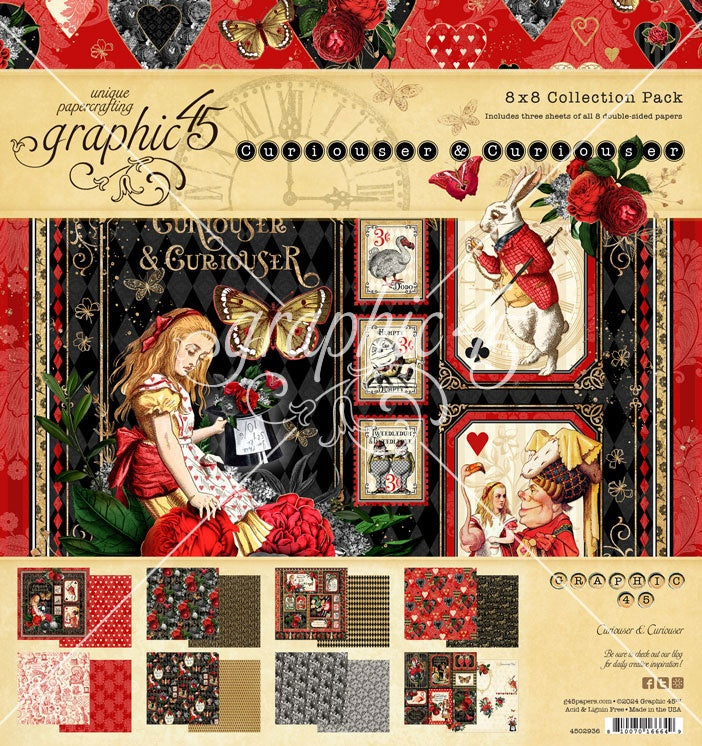 Graphic 45 CURIOUSER & CURIOUSER 8X8 Collection Pack