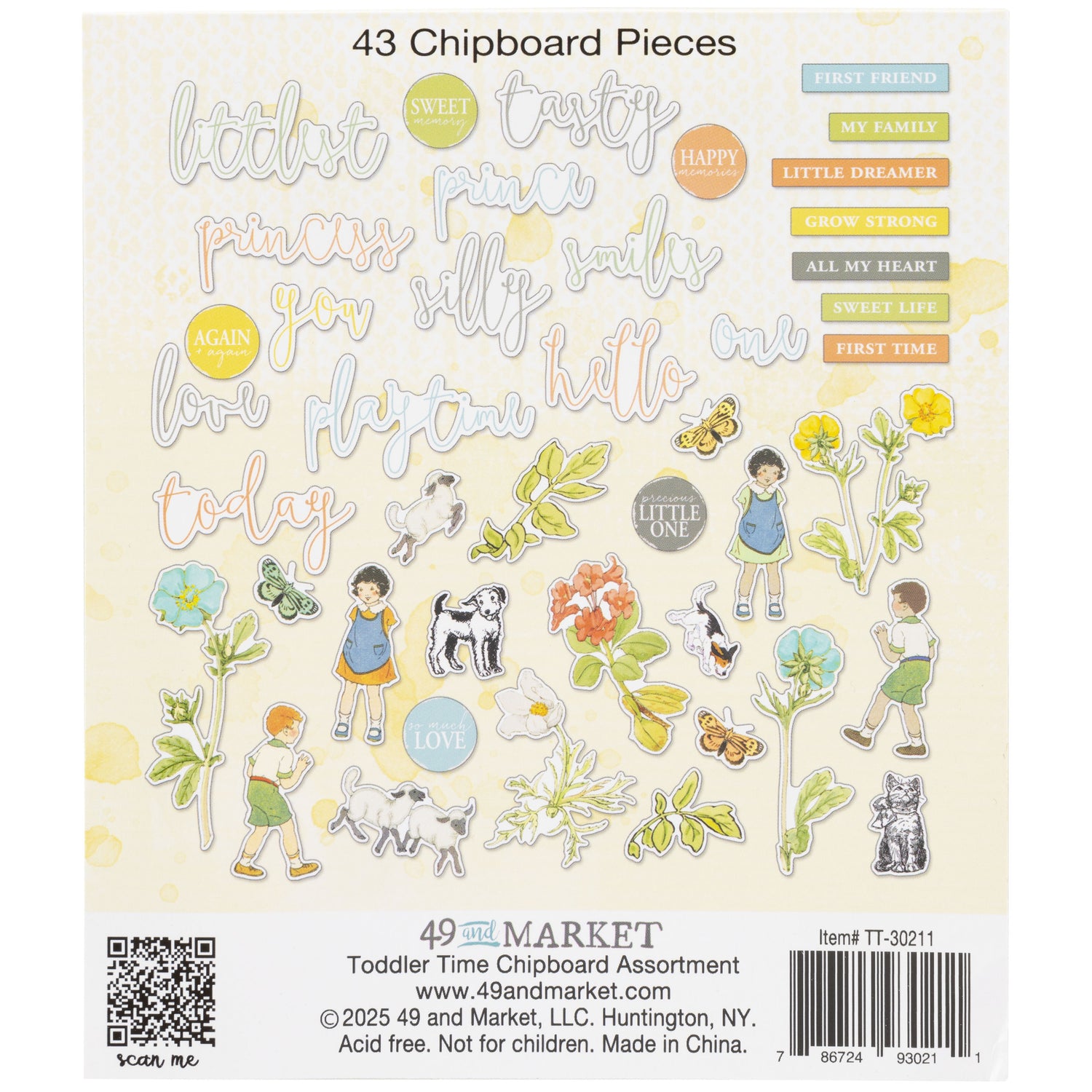 49 and Market TODDLER TIME Chipboard Assortment