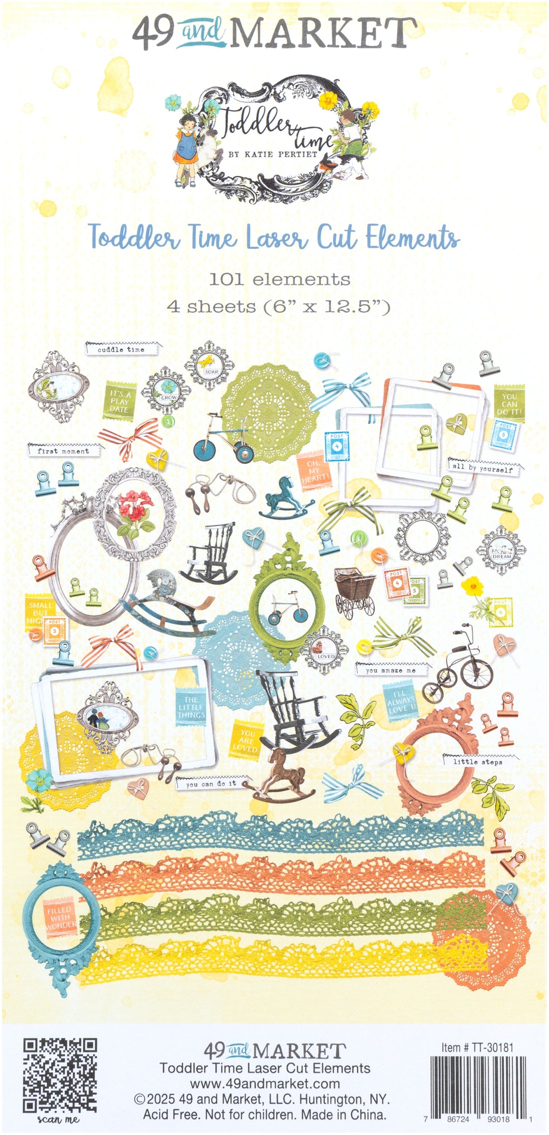 49 and Market TODDLER TIME Laser Cut Elements 4 Sheets