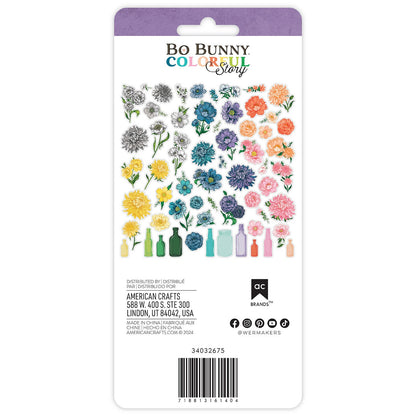 Bo Bunny COLORFUL STORY Floral Ephemera 60pc