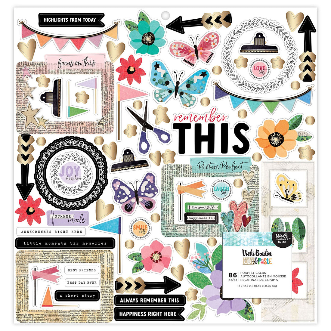 49 and Market Vicki Boutin CUT &amp; PASTE Foam Stickers 86pc