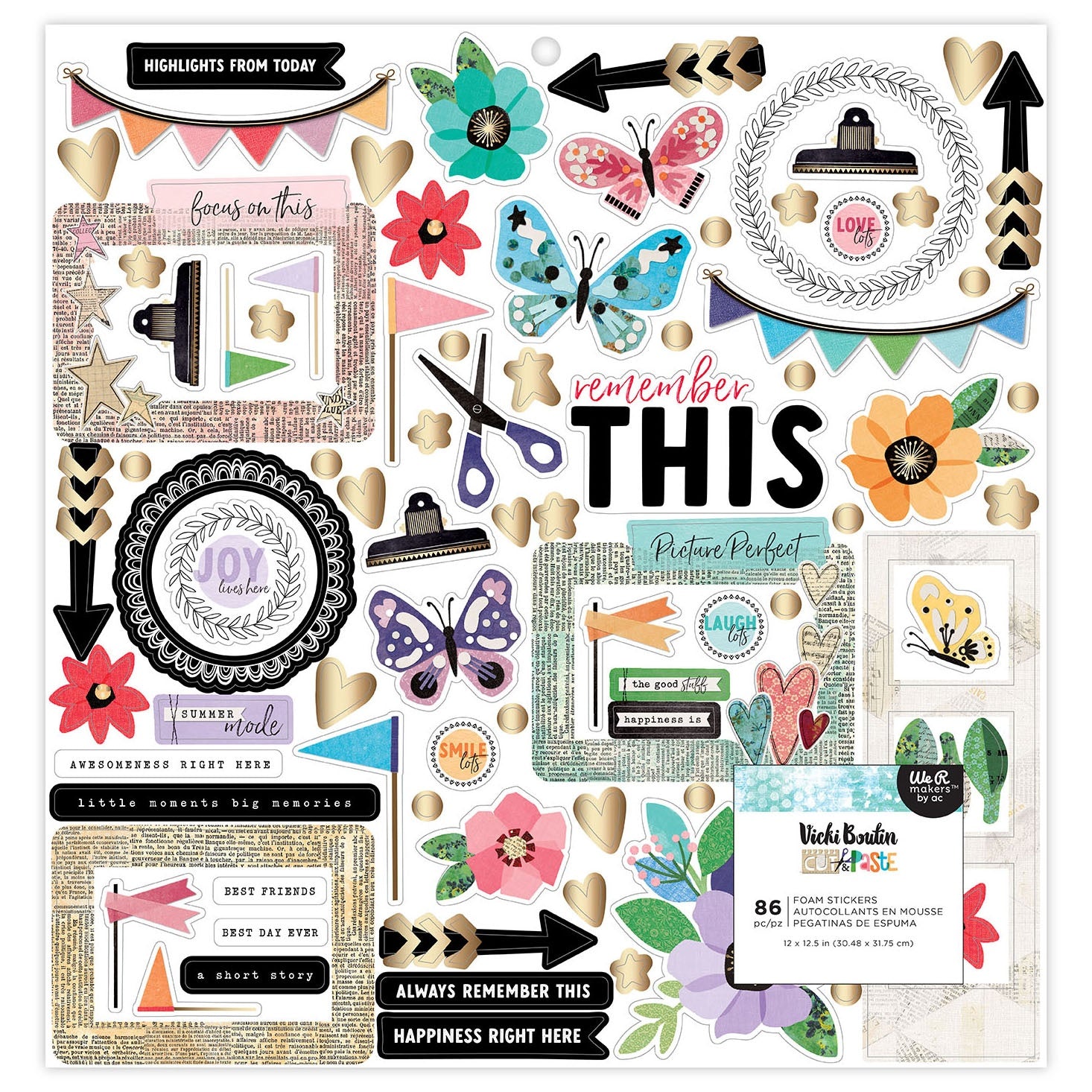 49 and Market Vicki Boutin CUT &amp; PASTE Foam Stickers 86pc