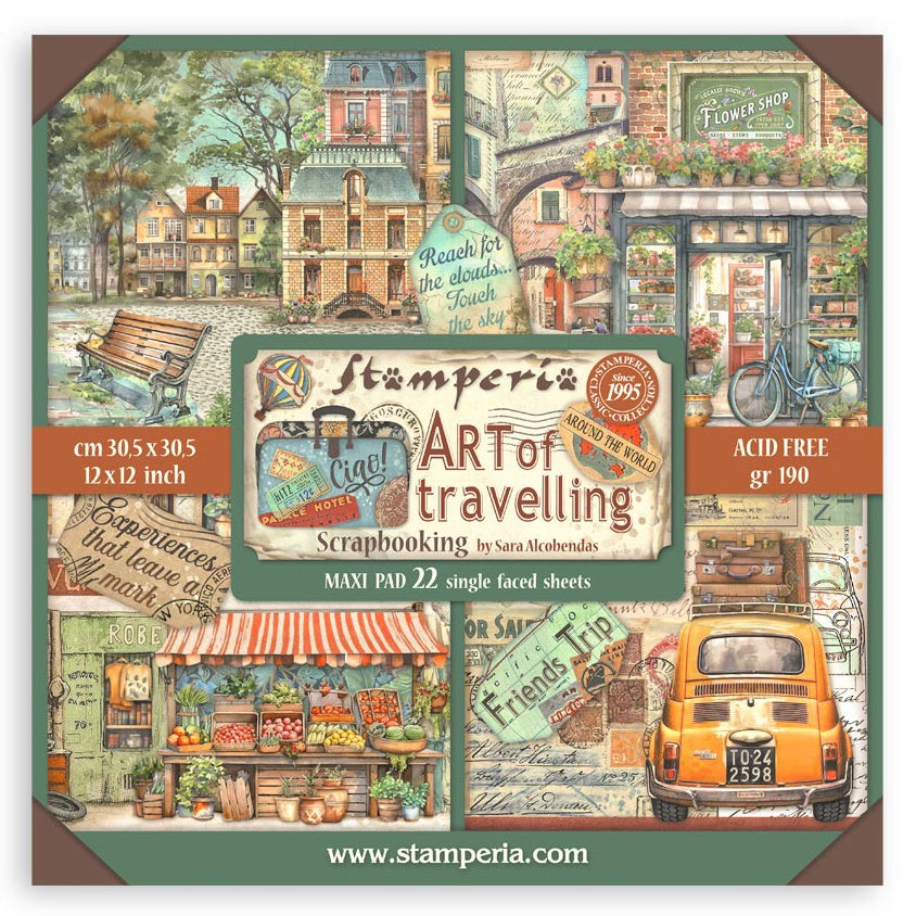 Stamperia ART OF TRAVELLING MAXI PAD 12"X12" Scrapbook Paper Pack