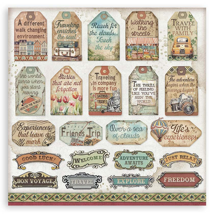 Stamperia ART OF TRAVELLING 12"X12" Scrapbook Paper Pack
