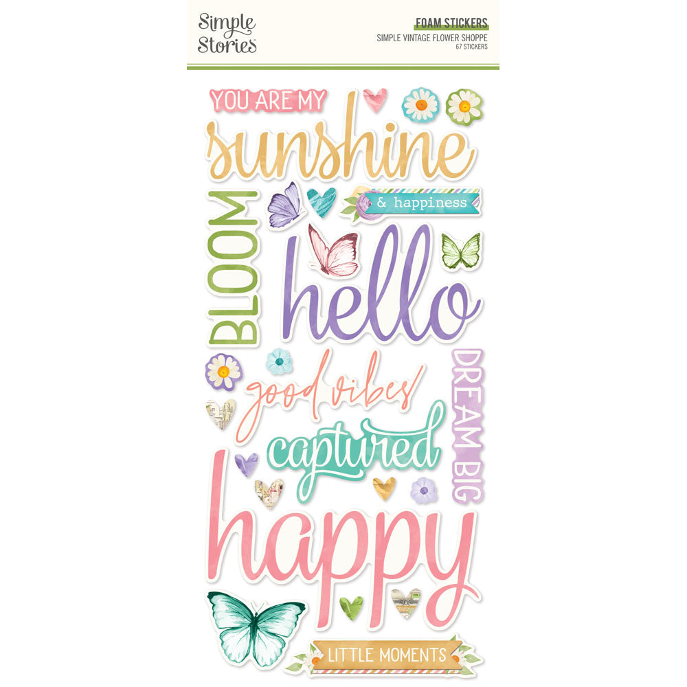 Simple Stories Simple Vintage FLOWER SHOPPE Foam Stickers