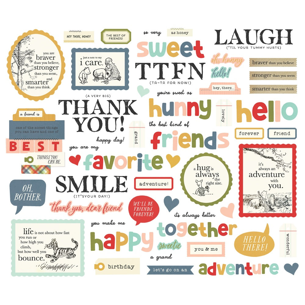 Simple Stories SAY CHEESE CLASSIC POOH Sentiment Bits 55pc