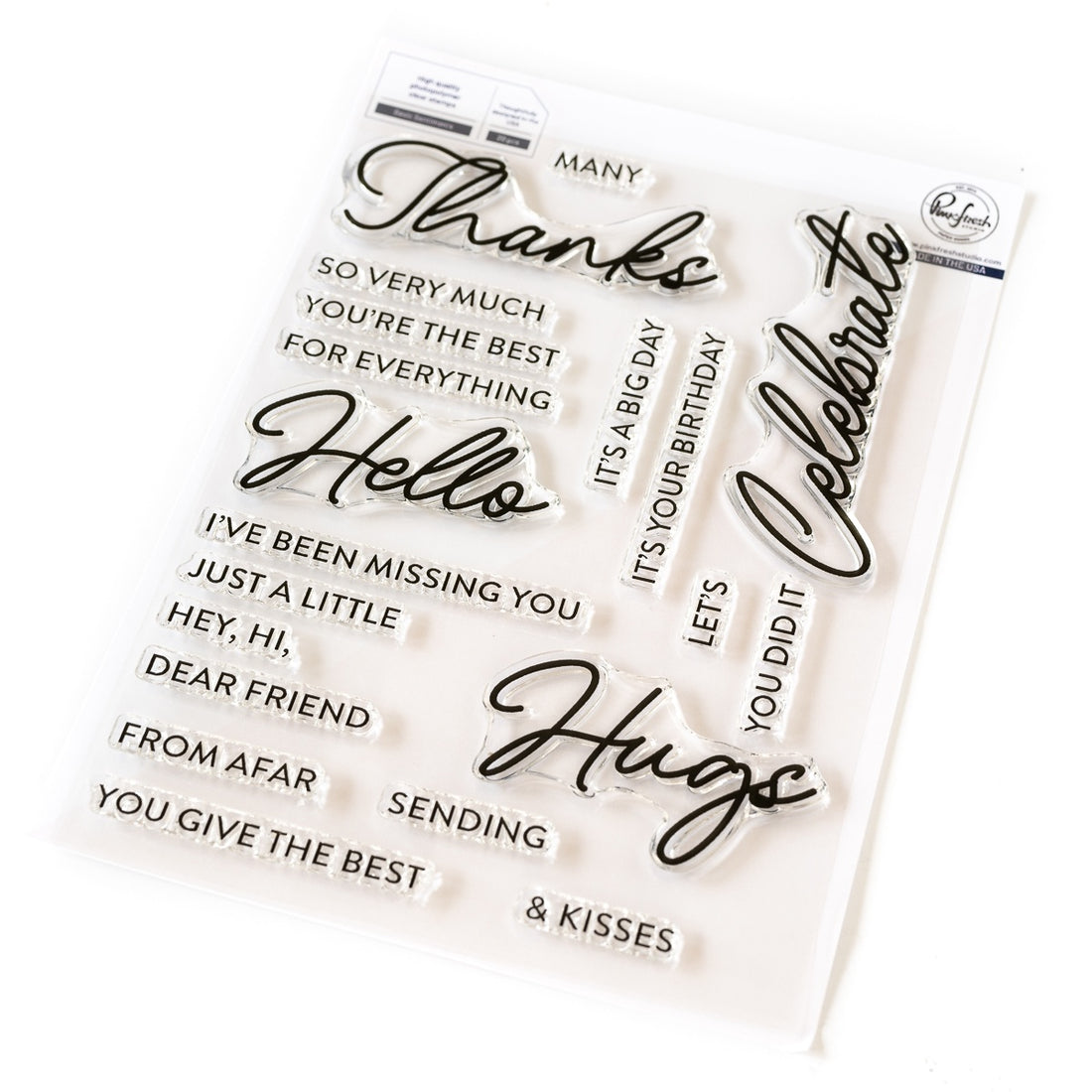 Pinkfresh Studio BASIC SENTIMENTS Stamp &amp; Die Set 28pcs