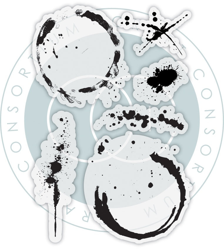 Craft Consortium INK & COFFEE STAINS Clear Photopolymer Stamps