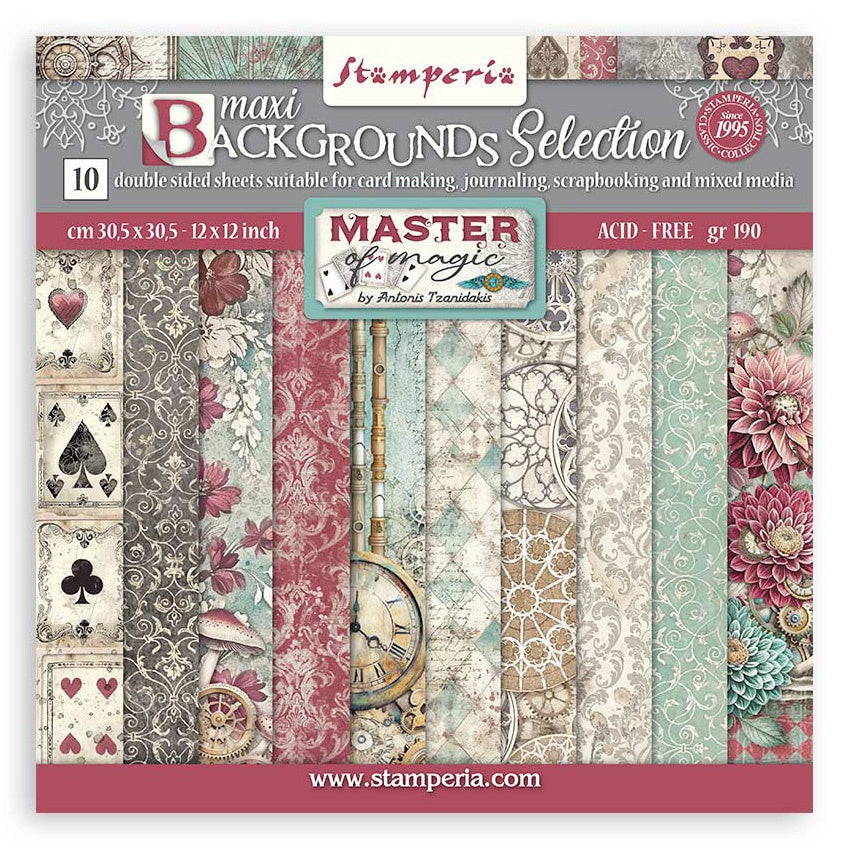 Stamperia Maxi Backgrounds MASTER OF MAGIC 12&quot;X12&quot; Scrapbook Paper Pack