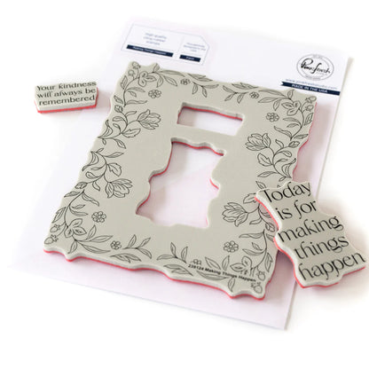 Pinkfresh Studio MAKING THINGS HAPPEN Stamp Stencel &amp; Die Set 9pc