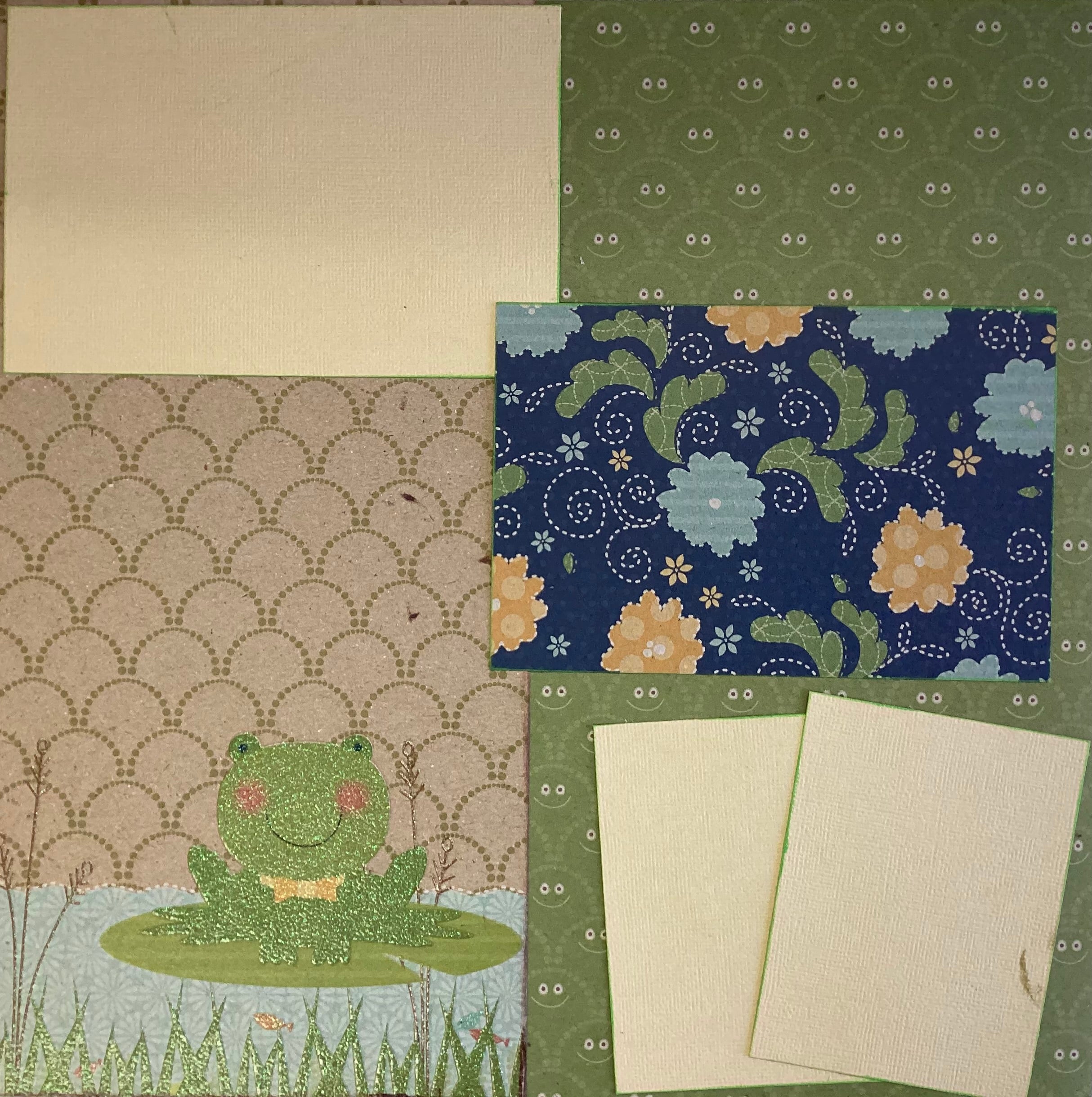 Premade FROG SMILE (2) 12”X12” Scrapbook Pages