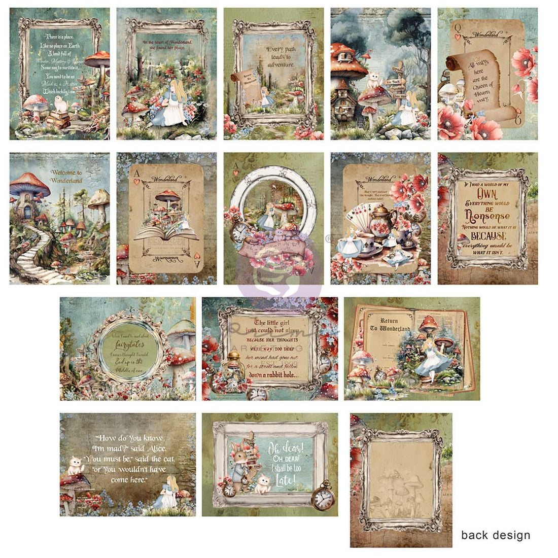 Prima RETURN TO WONDERLAND JOUNRALING NOTECARDS 3”X4” 45pc