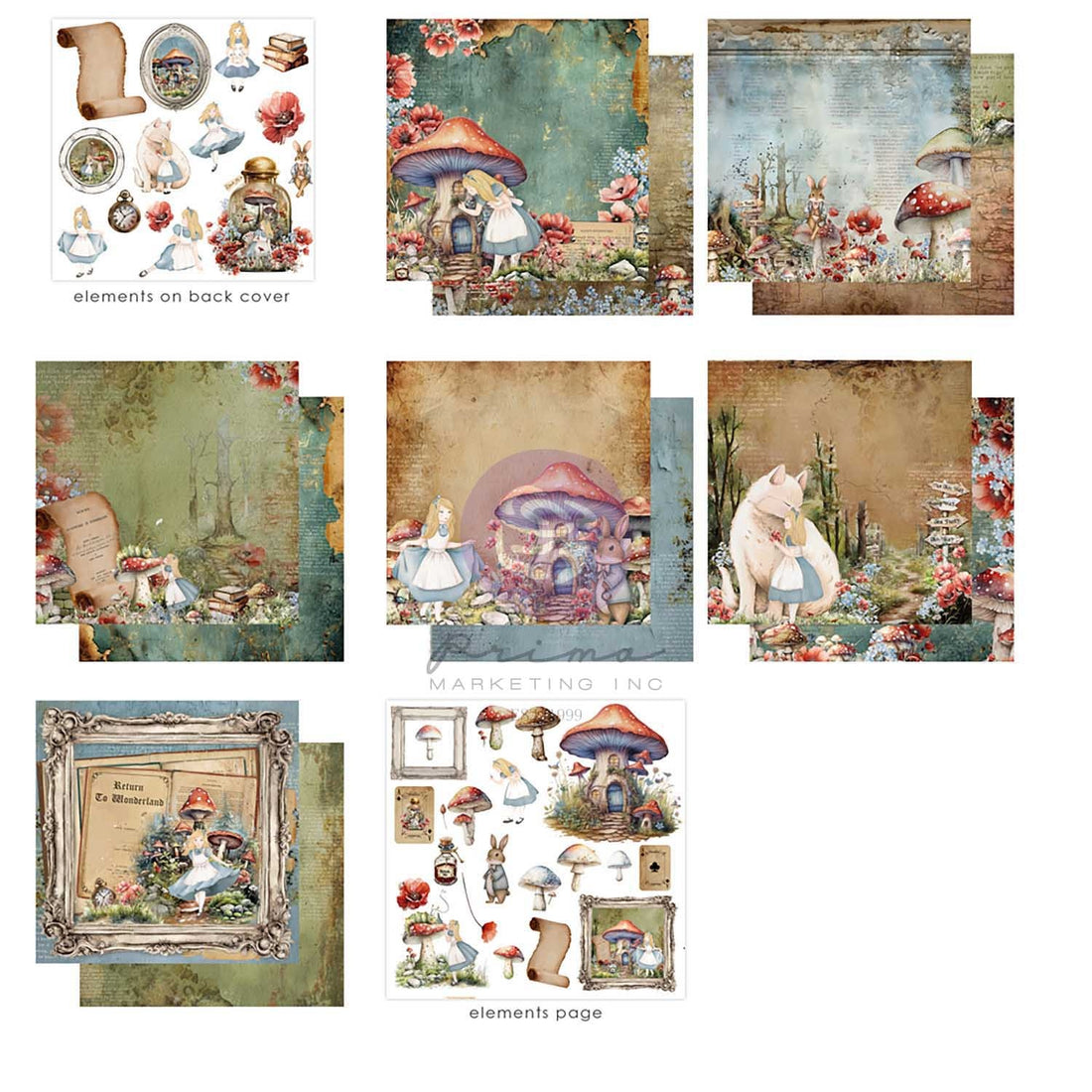 Prima RETURN TO WONDERLAND PAPER PAD 6”X6” 26pc