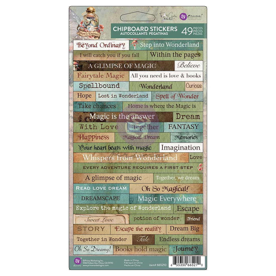 Prima RETURN TO WONDERLAND CHIPBOARD STICKERS 49pc