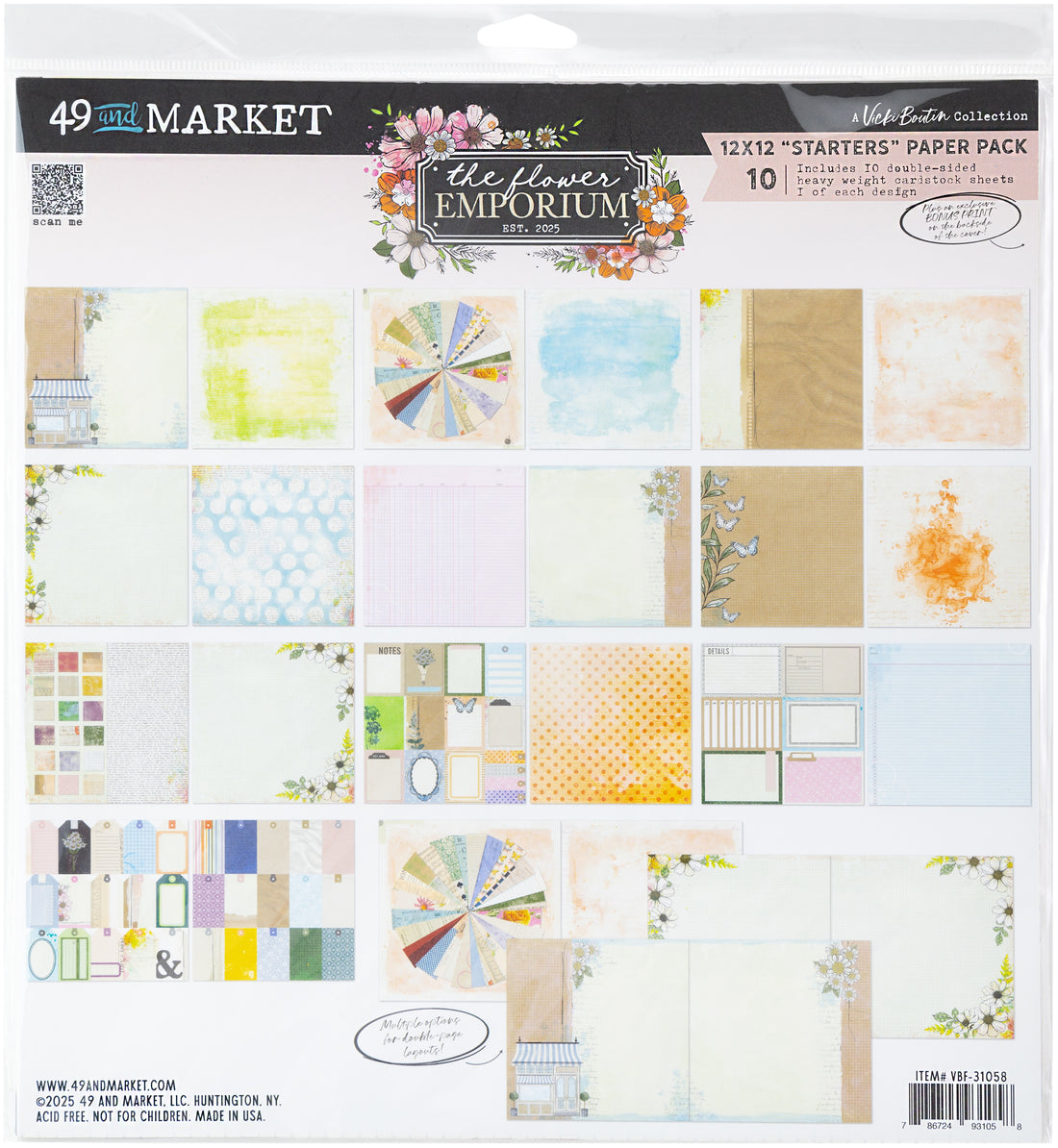 49 and Market the FLOWER EMPORIUM 12”X12” Starters Paper Pack