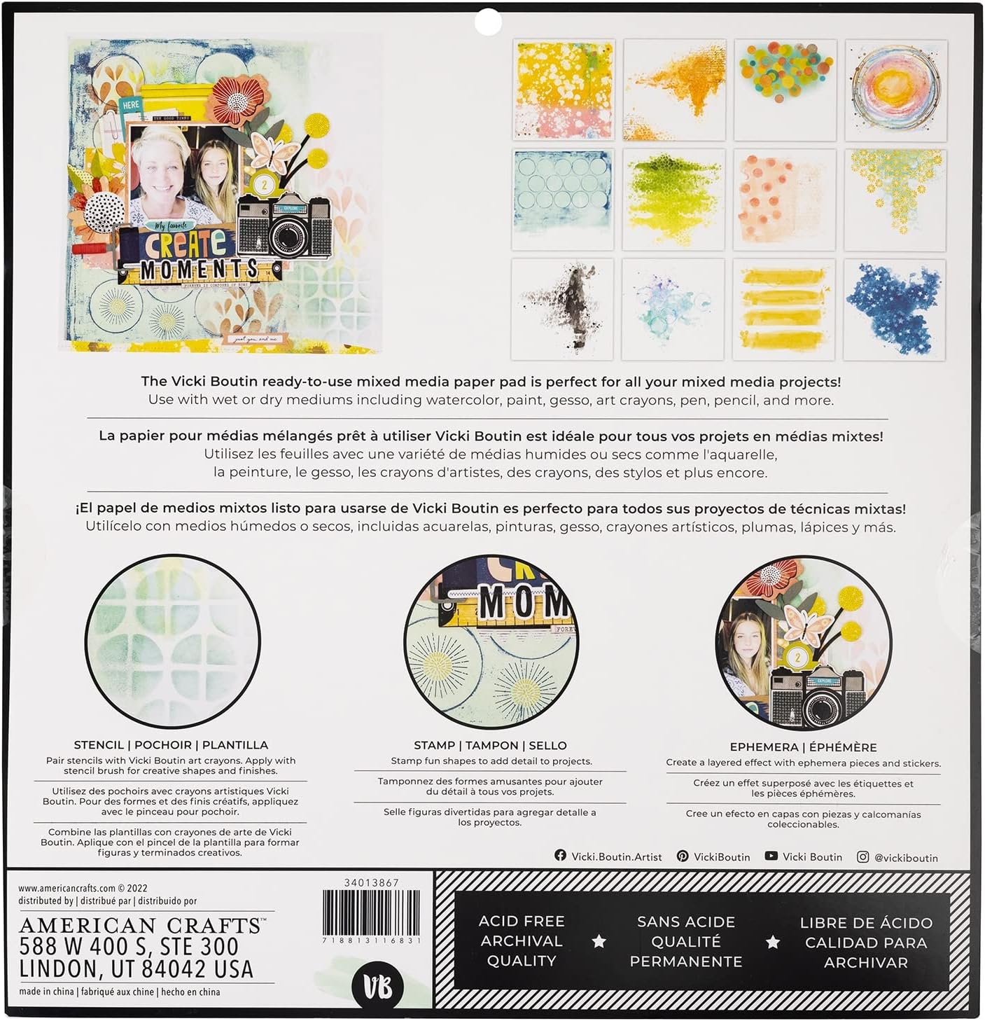 Vicki Boutin Print Shop ART FOR EVERYONE 12”X12” Paper Pad 36 Sheets