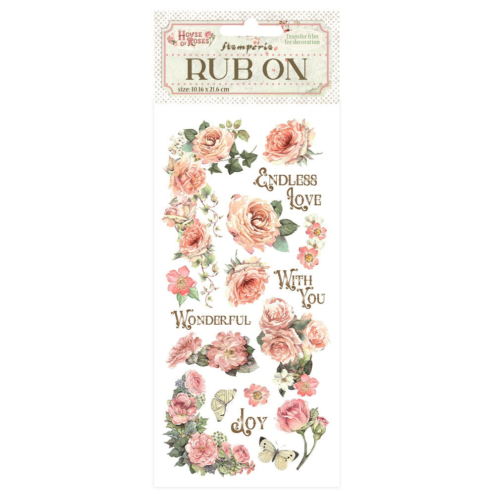 Stamperia House Of Roses WRITINGS &amp; ROSES RUB ON Rubon Sheet