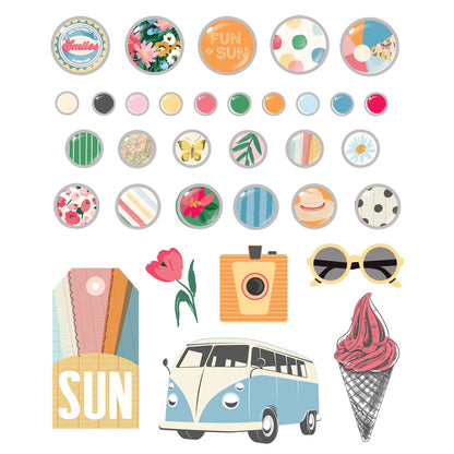 Simple Stories SUNNY DAYS Decorative Brads 33pc