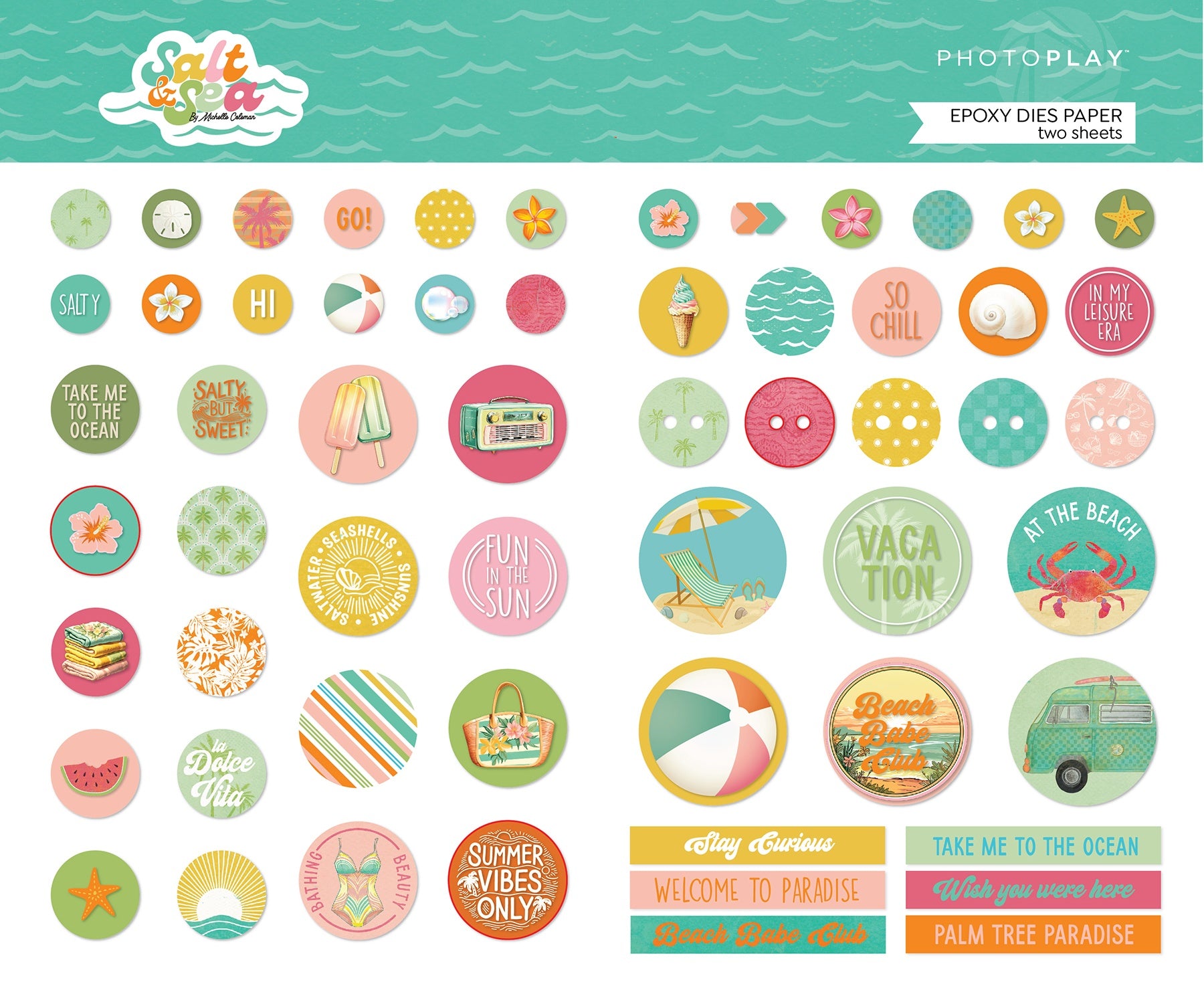 Photoplay SALT &amp; SEA Epoxy Dies Paper 2 Sheets