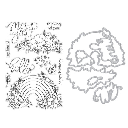 Hero Arts FLORAL RAINBOW &amp; CLOUDS BUNDLE Clear Stamp &amp; Die Set