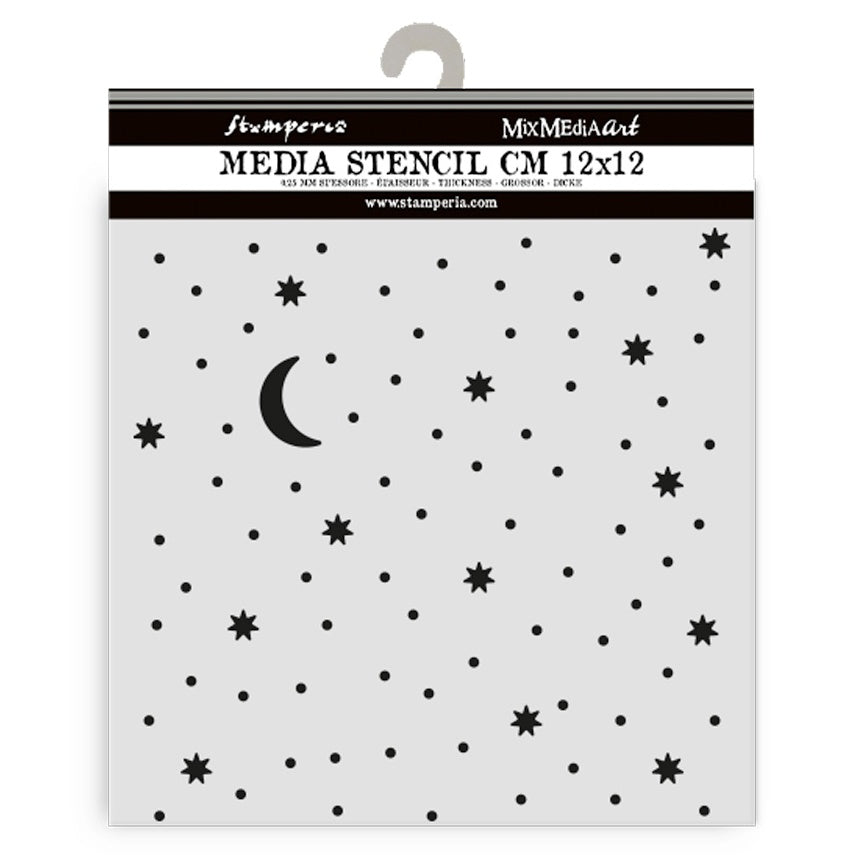 Stamperia Alice In Christmas STARS AND MOON Mix Media Stencil