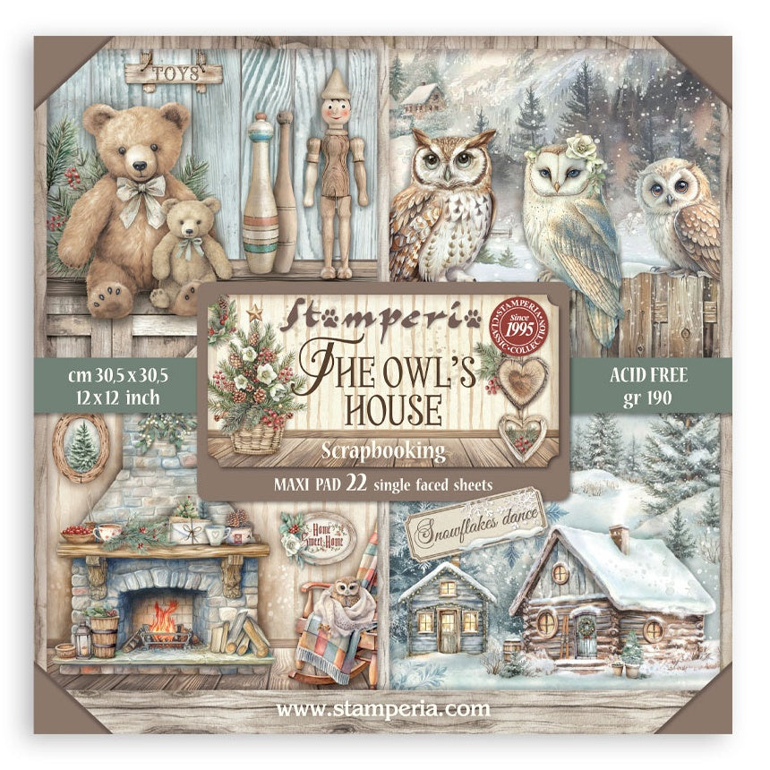 Stamperia THE OWL HOUSE MAXI PAD 12"X12" Scrapbook Paper Pack