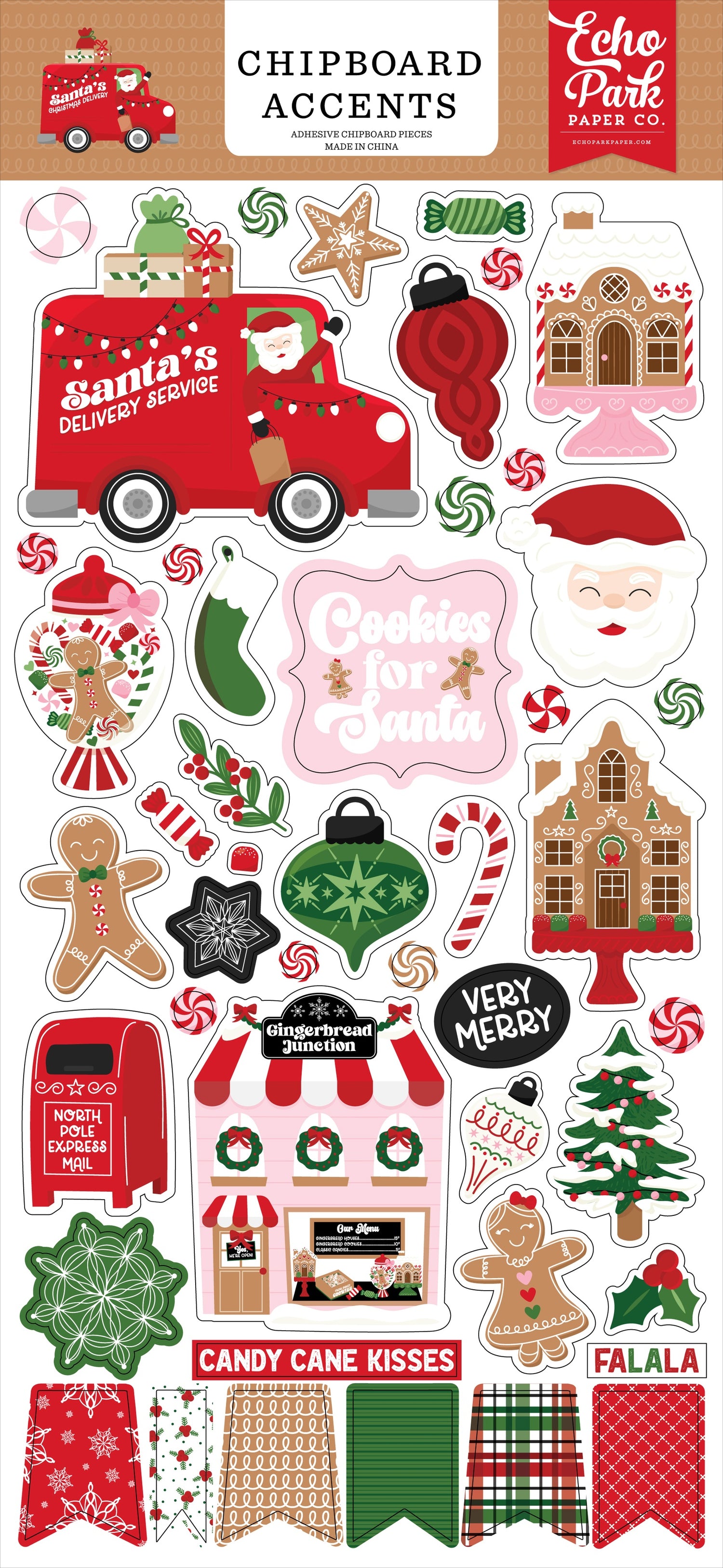 Echo Park SANTA’S CHRISTMAS DELIVERY Chipboard Accents 46pc