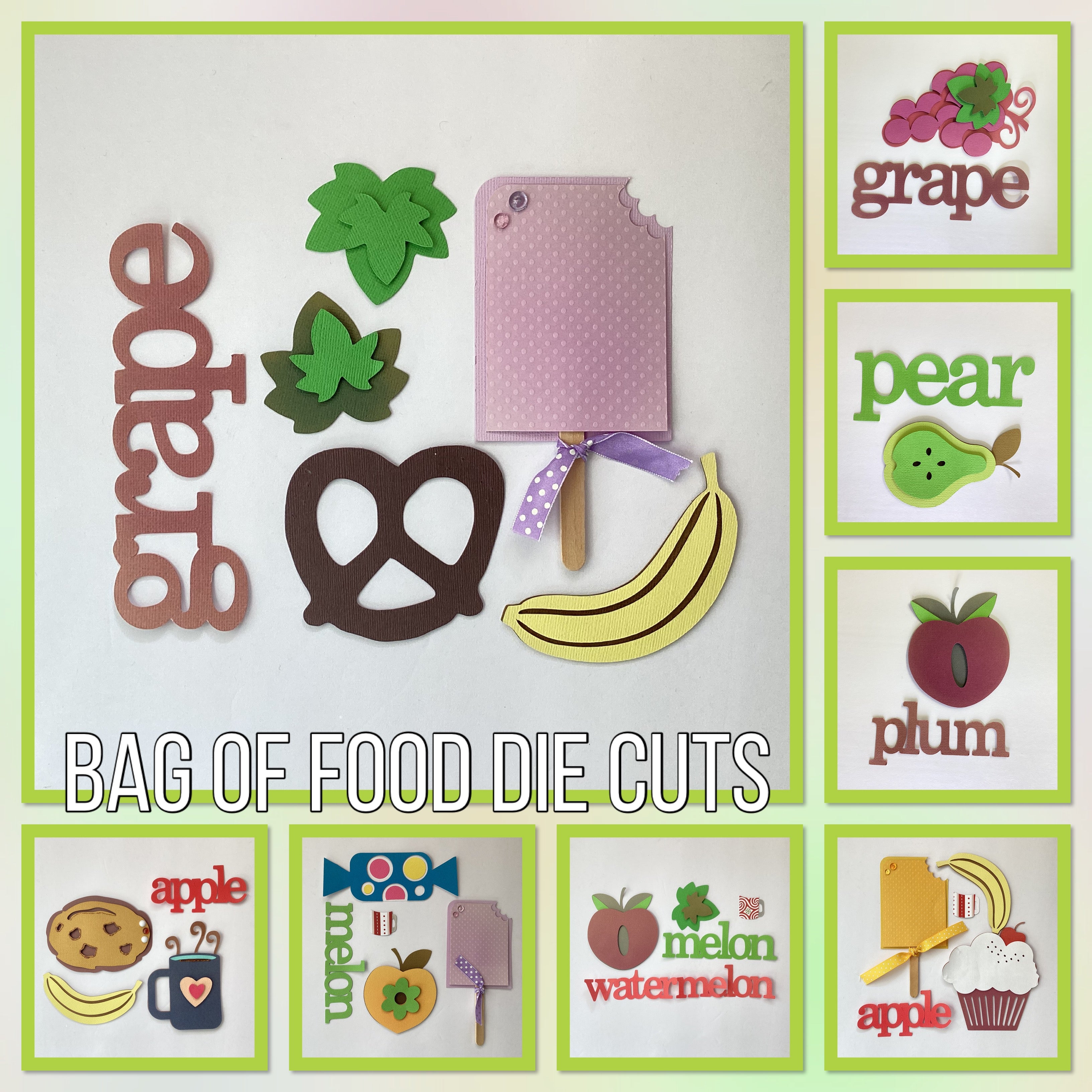 BAG OF FOOD Custom Scrapbook Die Cuts