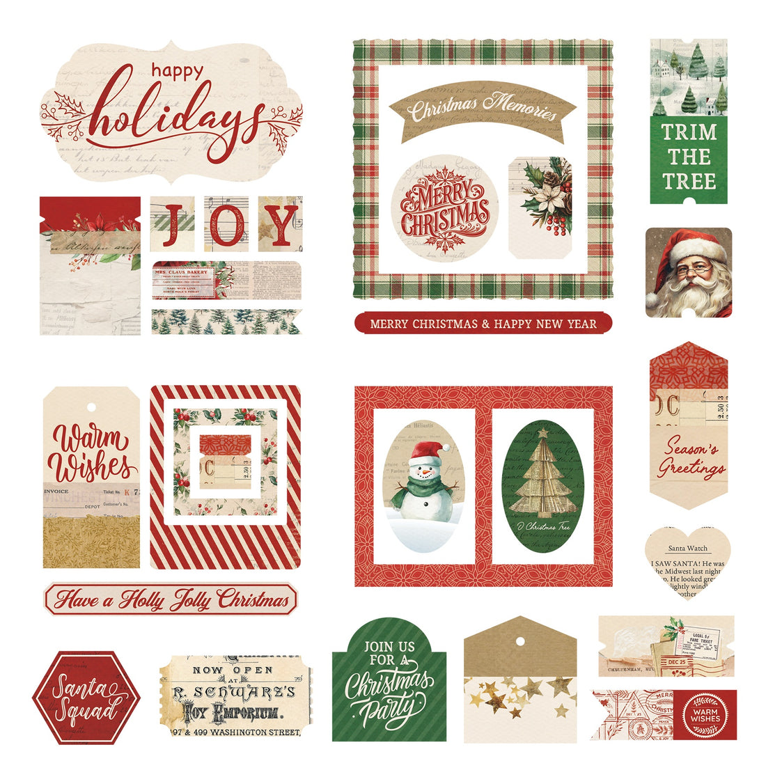 Photoplay CHRISTMAS JUNQUE Cardstock Ephemera 30pc