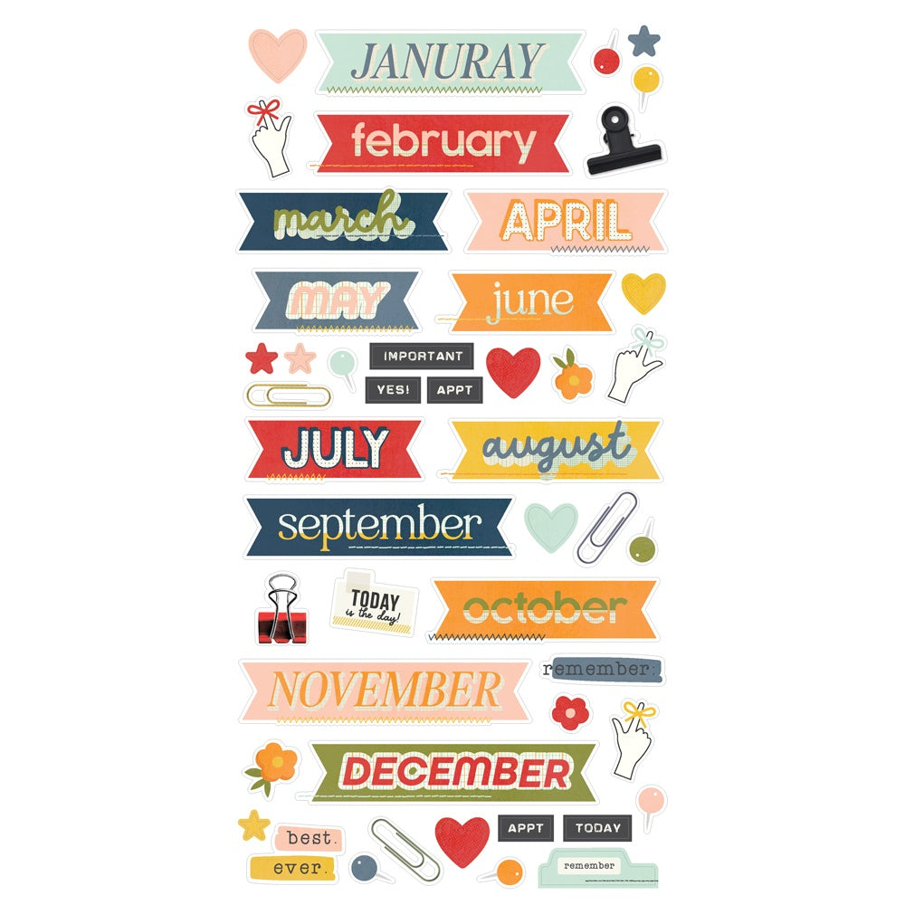 Simple Stories LIFE IN PHOTOS 12 Month Memory 12”X12” Calendar Kit