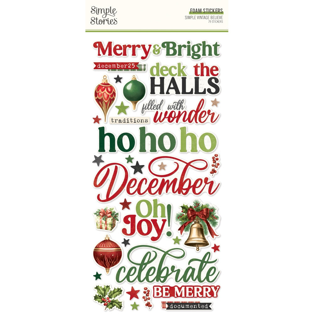 Simple Stories Simple Vintage BELIEVE Foam Stickers 79pc