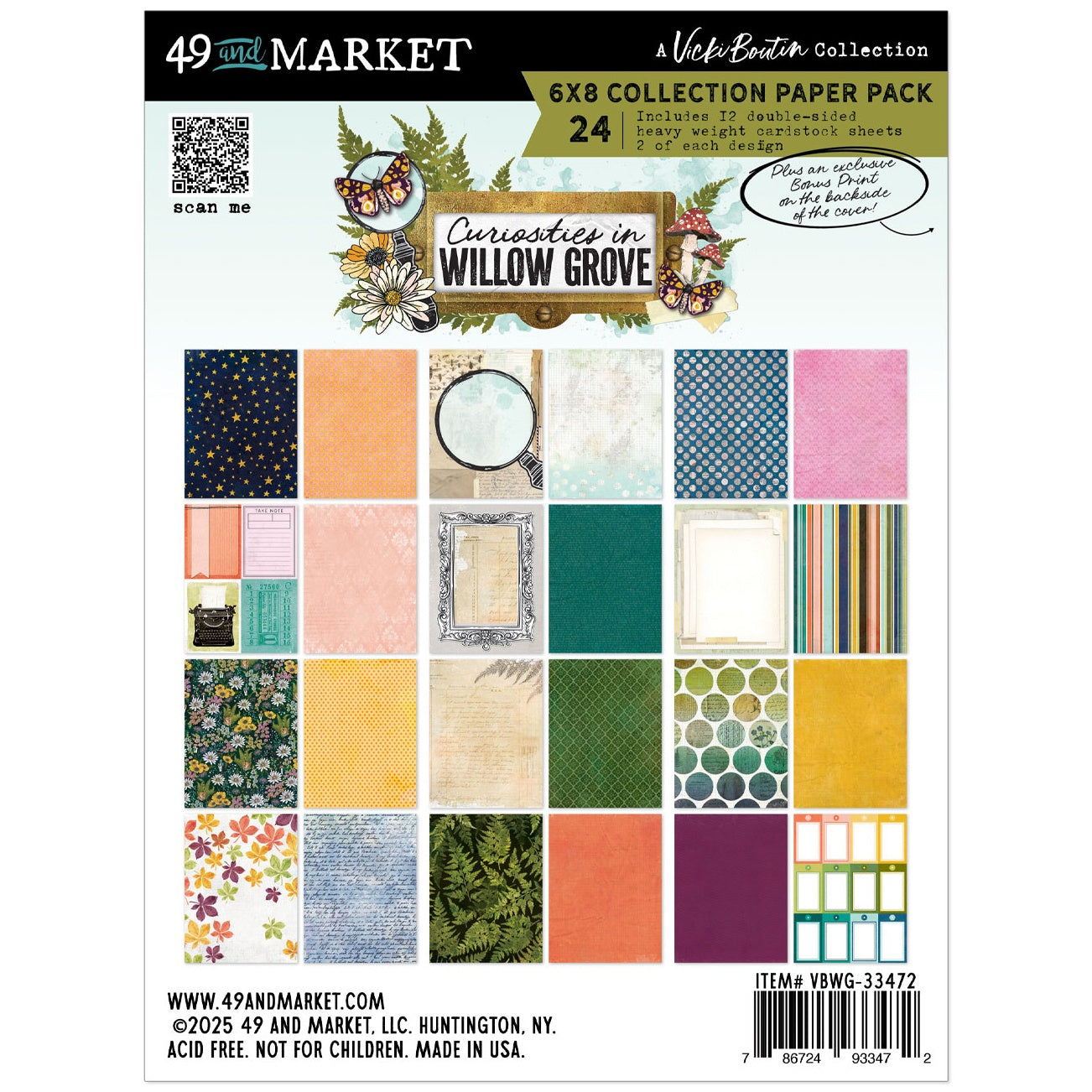 49 and Market Vicki Boutin CURIOSITIES IN WILLOW GROVE 6”X8” Collection Paper Pack