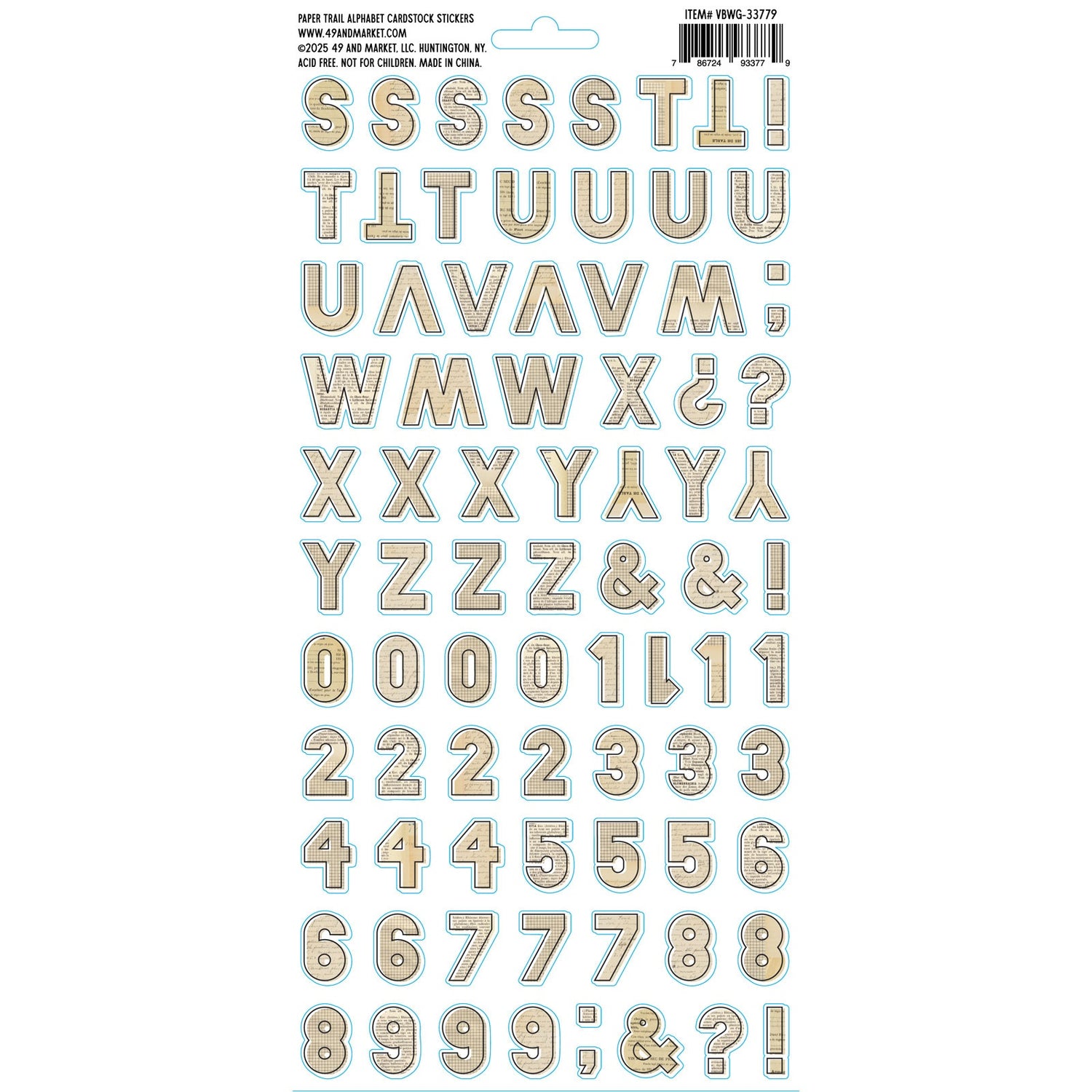 49 and Market Vicki Boutin CURIOSITIES IN WILLOW GROVE Paper Trail Alphabet Stickers