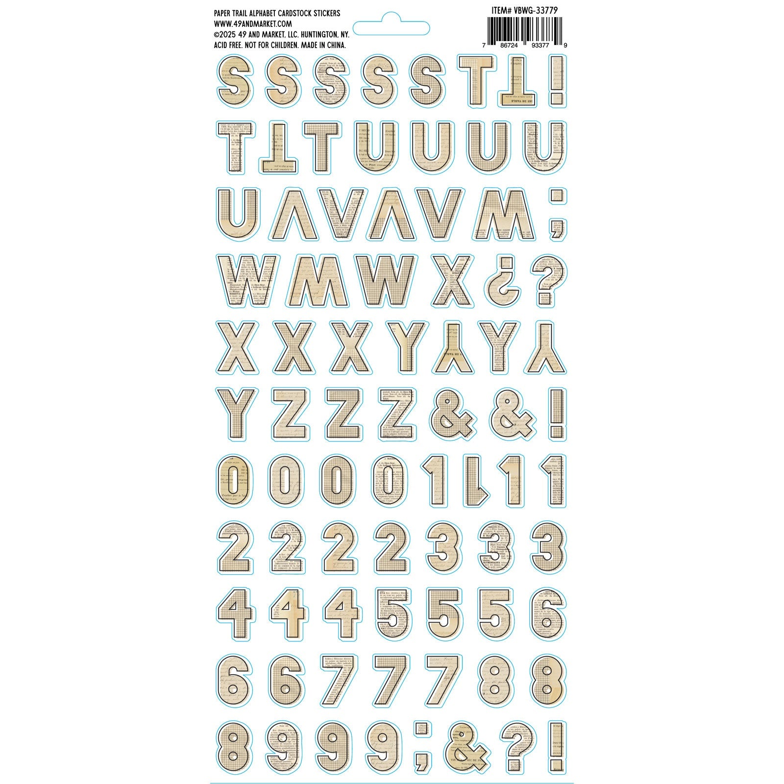 49 and Market Vicki Boutin CURIOSITIES IN WILLOW GROVE Paper Trail Alphabet Stickers