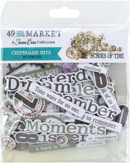 49 and Market ECHOES OF TIME Chipboard Bits 81pc