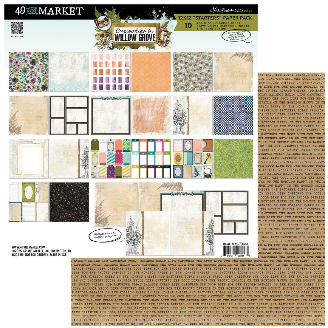 49 and Market Vicki Boutin CURIOSITIES IN WILLOW GROVE 12”X12” Starters Paper Pack