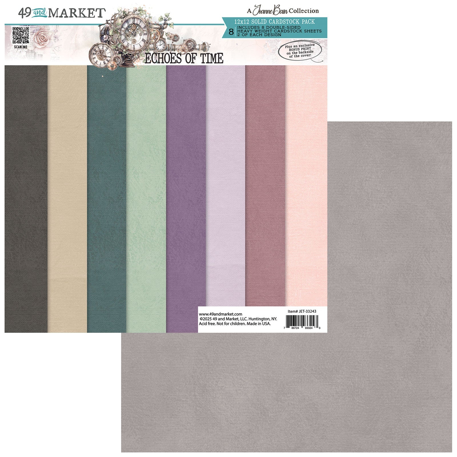 49 and Market ECHOES OF TIME 12X12 Solid Cardstock Pack
