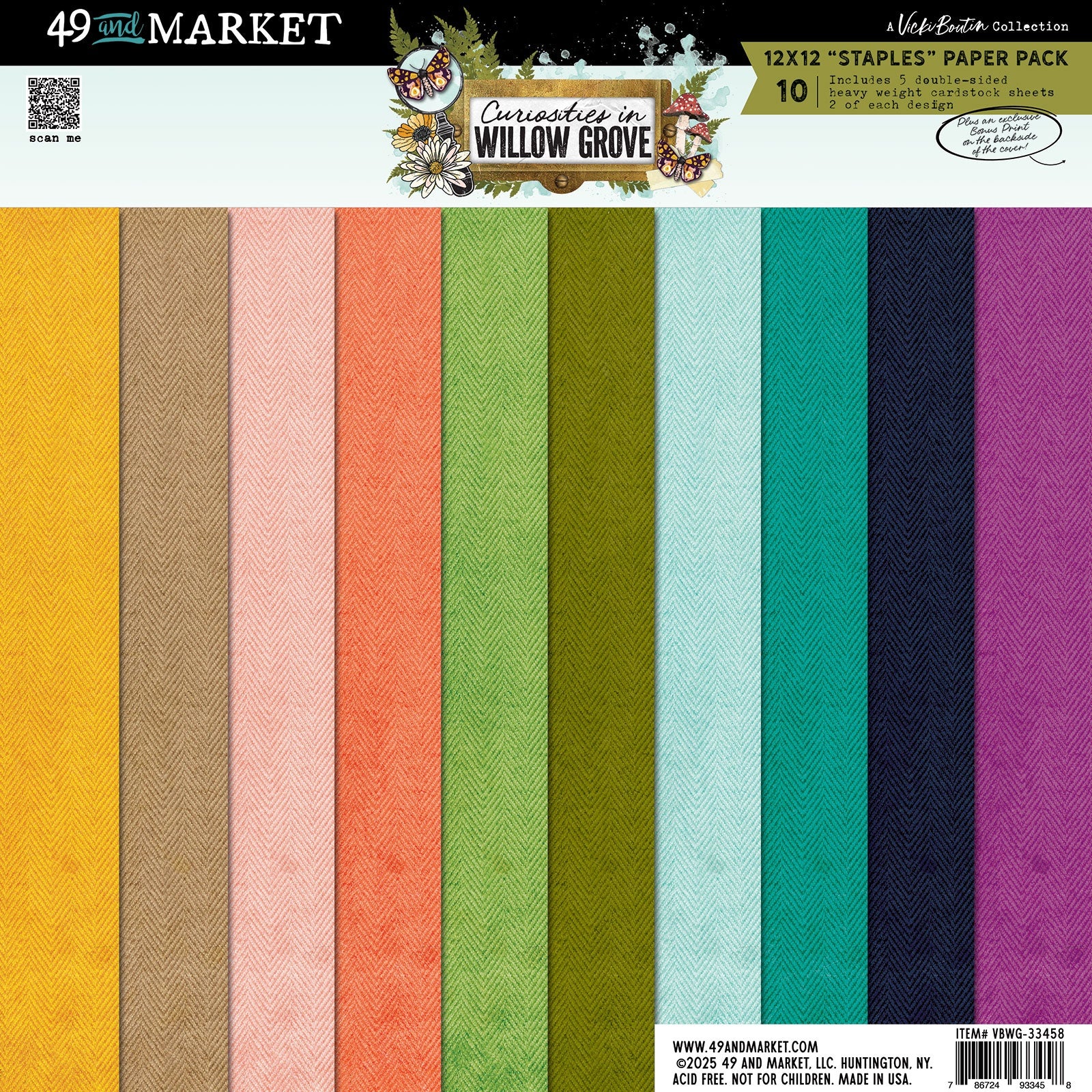 49 and Market Vicki Boutin CURIOSITIES IN WILLOW GROVE 12”X12” Staples Paper Pack