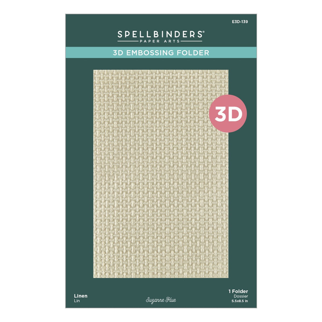 Spellbinders LINEN 3D Embossing Folder 5.5X8.5