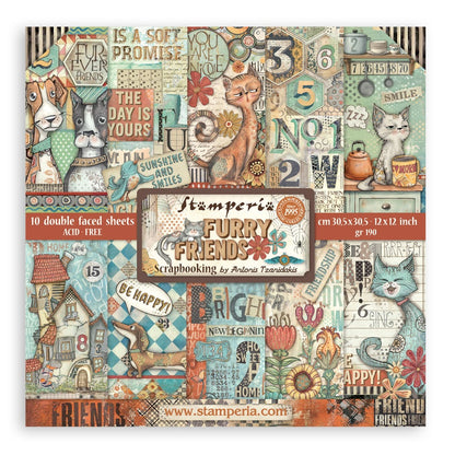 Stamperia FURRY FRIENDS 12”X12” Scrapbook Paper Pack