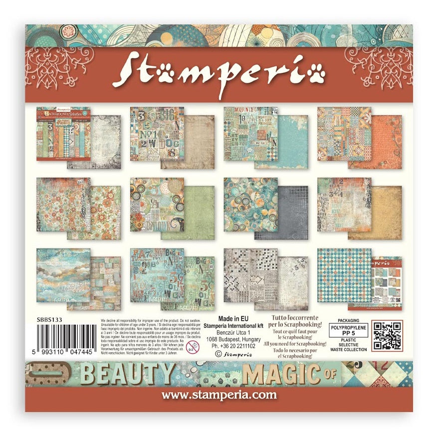 Stamperia Furry Friends BACKGROUNDS SELECTION 8"X8" Scrapbook Paper Pack
