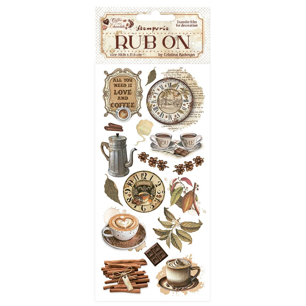 Stamperia COFFEE AND CHOCOLATE RUB ON Rubon Sheet