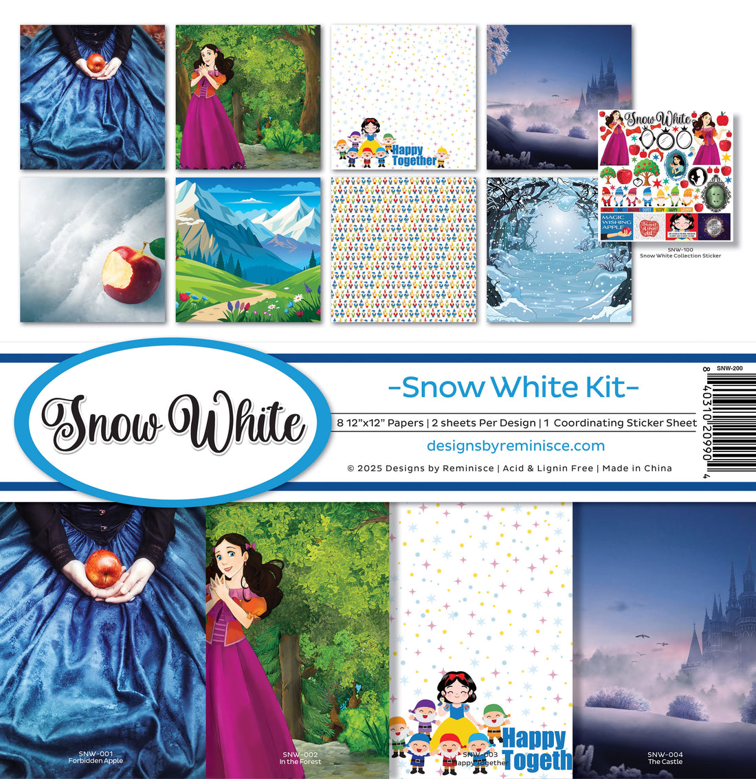 Reminisce SNOW WHITE 12"X12" Scrapbook Kit 9pc